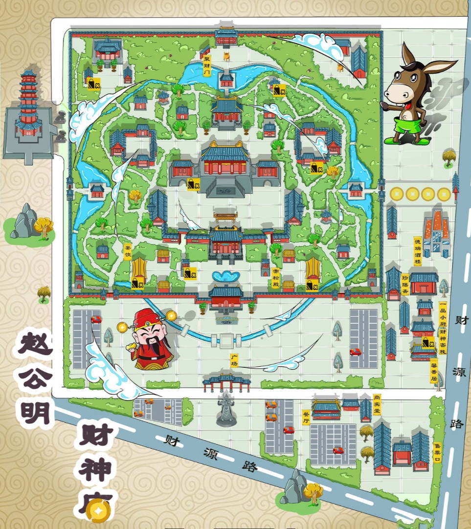 涧西寺庙类手绘地图